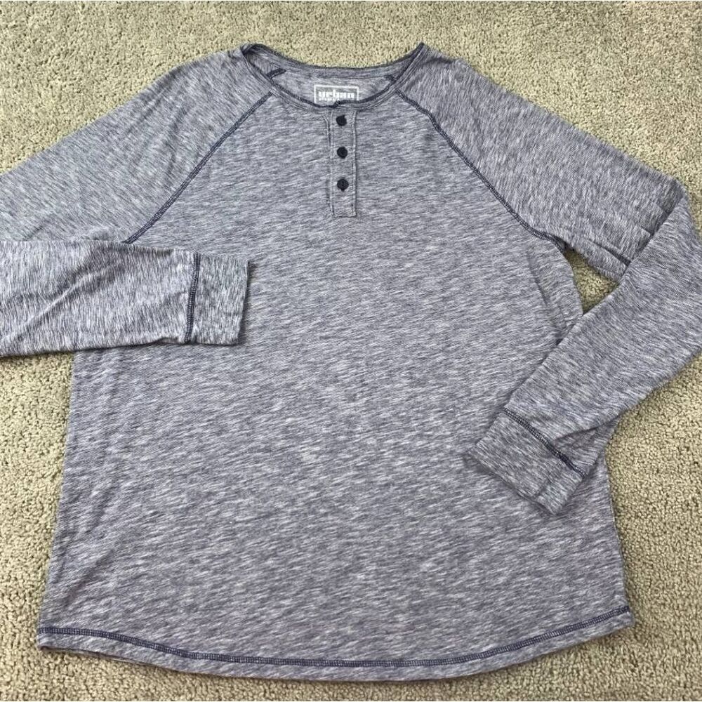 Urban Pipeline Long Sleeve Henley Shirt Men's XL Blue Knit Casual Top